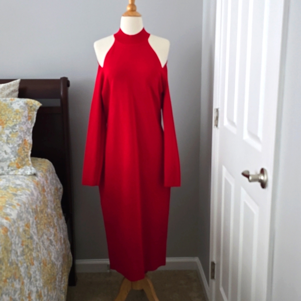 Red maxi spandex dress